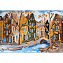 Schilderij- 100x150cm - Rick Triest - Amsterdam Herengracht -Blue & Gold #300