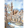 Schilderij- 80x120x4,5 cm - Rick Triest - Amsterdam Herengracht - Blue & Gold #131- Westertoren