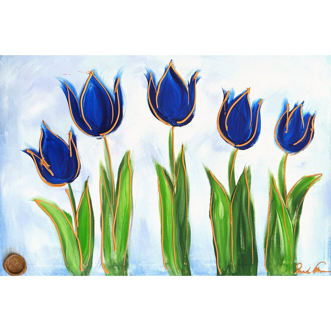 Painting  - 70x100 cm - Rick Triest  - Contemporary tulip composition #16