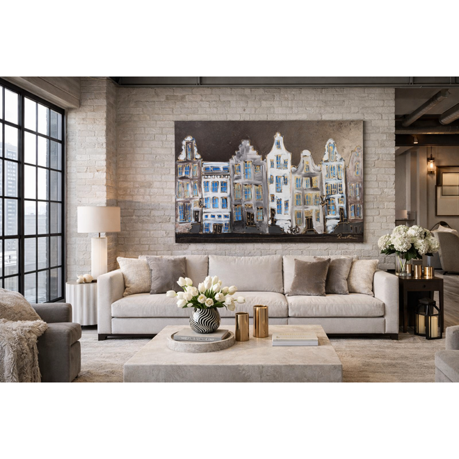 Schilderij- 100x150cm - Rick Triest - Amsterdam LUXURY style - grachten gevels in omber & Gold #25