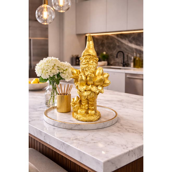 Designed by Rick Triest Collection - Kabouters & Bosdieren - Figuur Carolus goud D15x11 H30