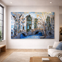 Schilderij- Rick Triest - 140X200cm - Amsterdam Prinsengracht - Green & Gold - XL