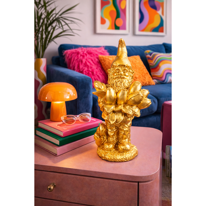 Designed by Rick Triest Collection - Kabouters & Bosdieren - Figuur Carolus goud D27x20 H60