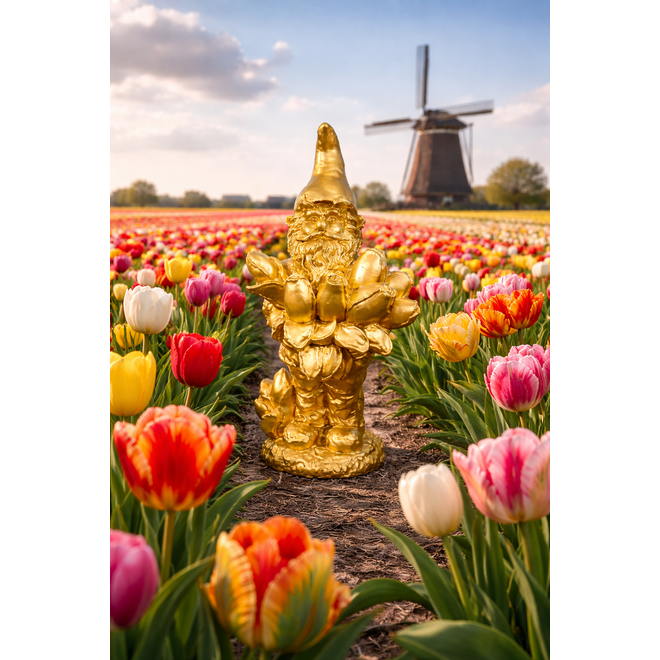 Designed by Rick Triest Collection - Kabouters & Bosdieren - Figuur Carolus goud D27x20 H60