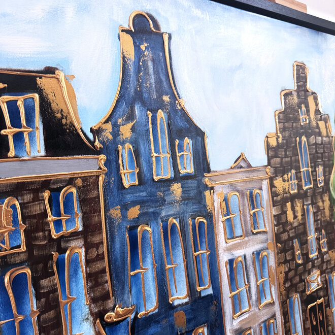 Painting- 100x150cm - Rick Triest - Amsterdam Herengracht -Blue & Gold #304