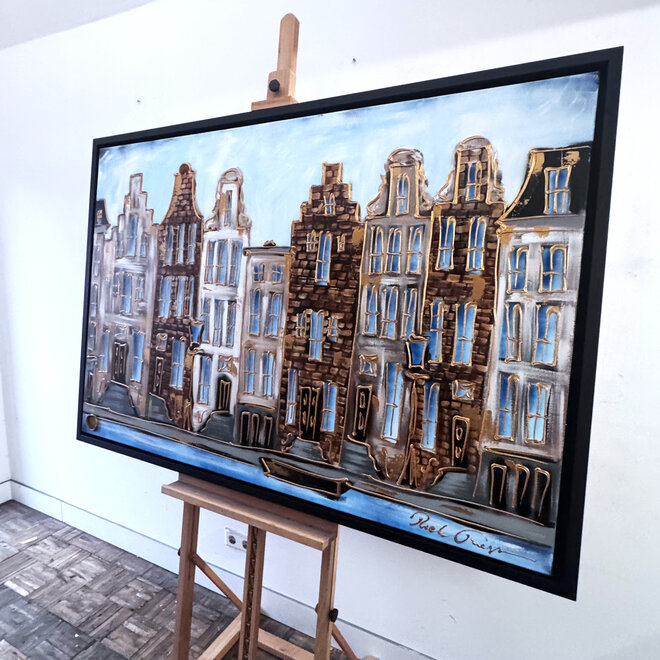 Painting- 100x150cm - Rick Triest - Amsterdam Herengracht -Blue & Gold #303