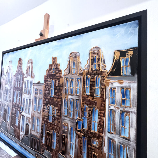 Painting- 100x150cm - Rick Triest - Amsterdam Herengracht -Blue & Gold #303