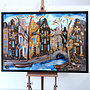 Painting- 100x150cm - Rick Triest - Amsterdam Herengracht -Blue & Gold #300