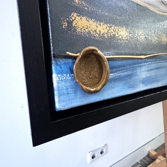 Schilderij- 100x150cm - Rick Triest - Amsterdam Herengracht -Blue & Gold #296