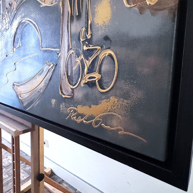 Painting- 100x150cm - Rick Triest - Amsterdam Herengracht -Blue & Gold #295