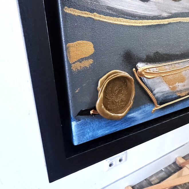 Painting- 100x150cm - Rick Triest - Amsterdam Herengracht -Blue & Gold #295