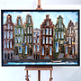 Painting- 100x150cm - Rick Triest - Amsterdam Herengracht -Blue & Gold #293