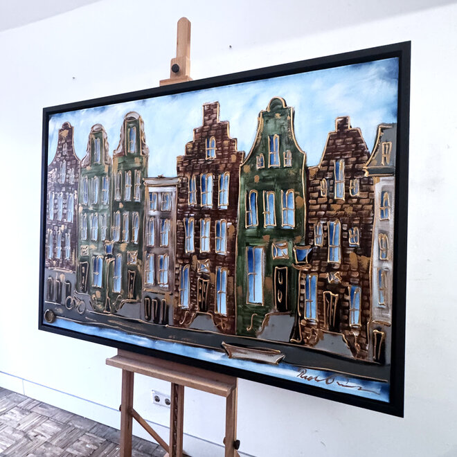 Painting- 100x150cm - Rick Triest - Amsterdam Herengracht -Blue & Gold #293