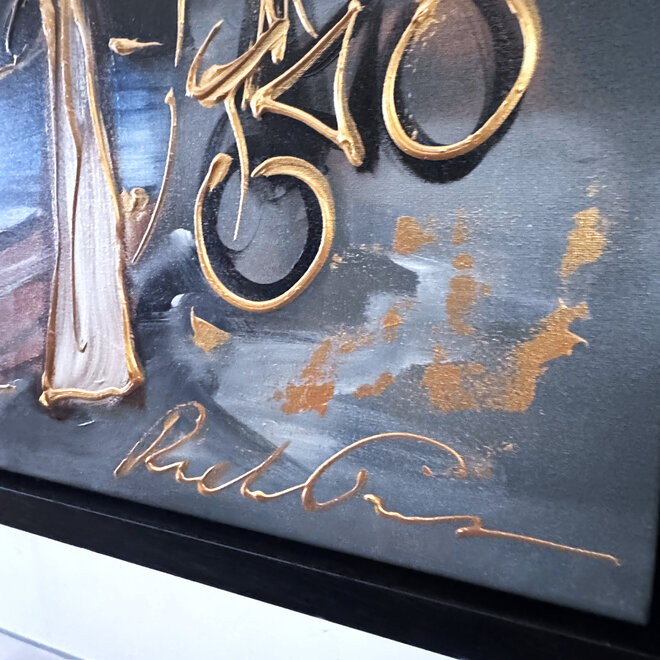 Schilderij- 100x150cm - Rick Triest - Amsterdam Herengracht -Blue & Gold #292