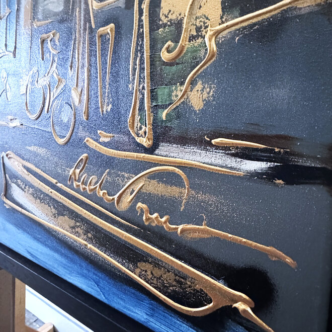 Painting- 100x150cm - Rick Triest - Amsterdam Herengracht -Blue & Gold #281