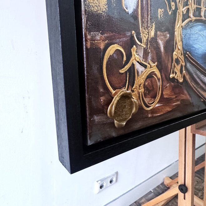 Schilderij- 100x150cm - Rick Triest - Amsterdam Herengracht -Blue & Gold #281