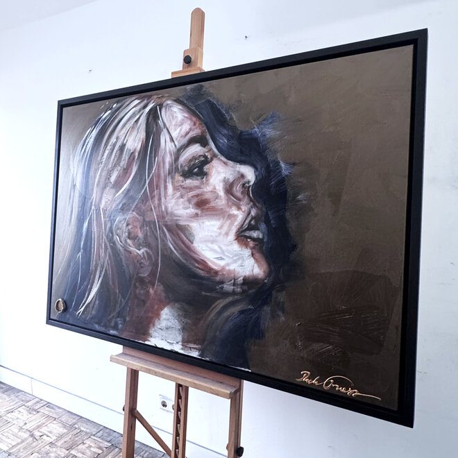 Schilderij- 100x150cm - Rick Triest - LUXURY STYLE - She's the one - Bronze paint and gold -1/1