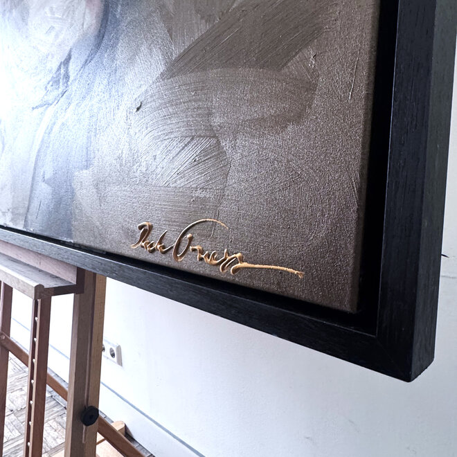 Painting- 100x150cm - Rick Triest - LUXURY STYLE - She's the one - Bronze paint and gold -1/1