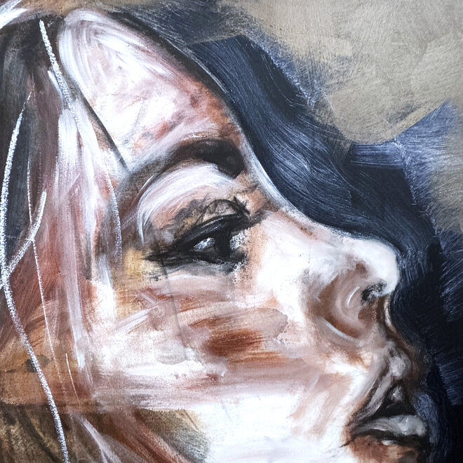 Painting- 100x150cm - Rick Triest - LUXURY STYLE - She's the one - Bronze paint and gold -1/1