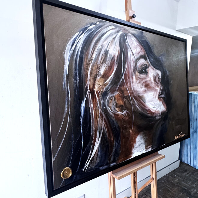 Painting- 100x150cm - Rick Triest - LUXURY STYLE - She's the one - Bronze paint and gold -1/1