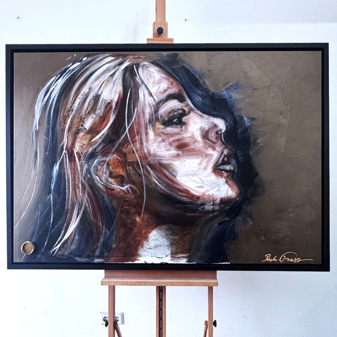Schilderij- 100x150cm - Rick Triest - LUXURY STYLE - She's the one - Bronze paint and gold -1/1