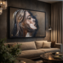 Schilderij- 100x150cm - Rick Triest - LUXURY STYLE - She's the one - Bronze paint and gold -1/1