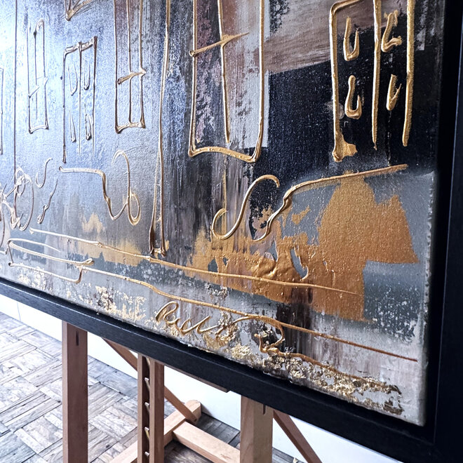 Painting- 100x150cm - Rick Triest - Amsterdam LUXURY style - grachten gevels in omber & Gold #8