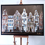 Painting- 100x150cm - Rick Triest - Amsterdam LUXURY style - grachten gevels in omber & Gold #25