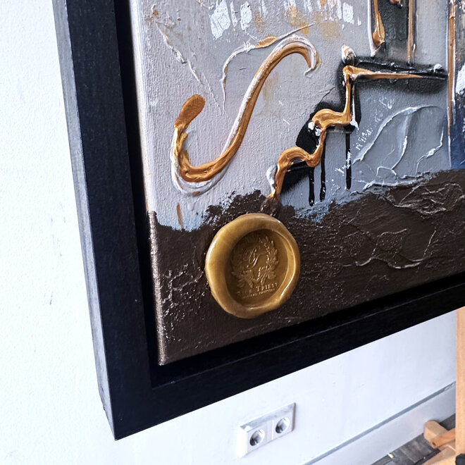 Painting- 100x150cm - Rick Triest - Amsterdam Herengracht -Blue & Gold #279 - Bronze paint