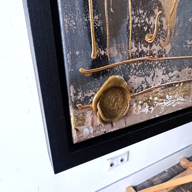 Schilderij- 100x150cm - Rick Triest - Amsterdam LUXURY style - grachten gevels in omber & Gold #30