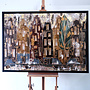 Schilderij- 100x150cm - Rick Triest - Amsterdam LUXURY style - grachten gevels in omber & Gold #29