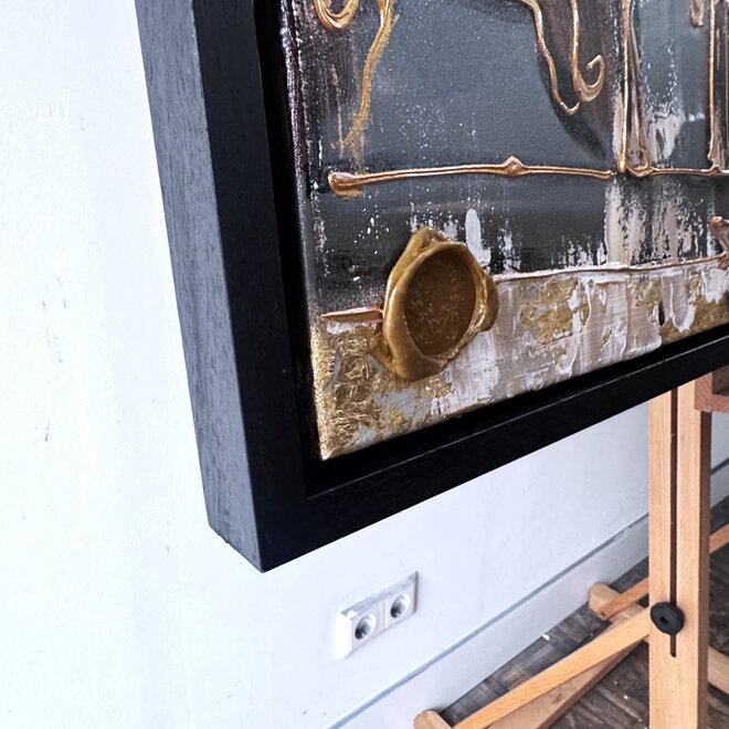 Schilderij- 100x150cm - Rick Triest - Amsterdam LUXURY style - grachten gevels in omber & Gold #29