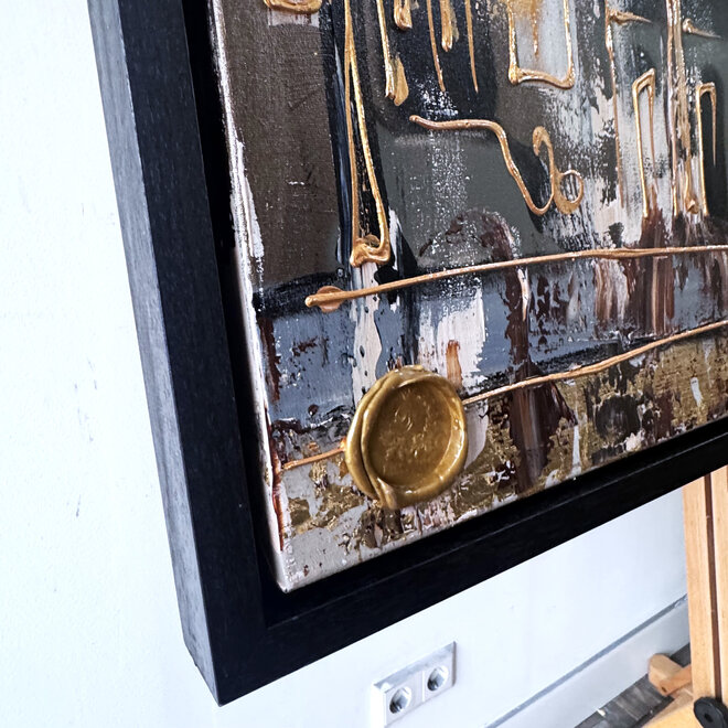 Painting- 100x150cm - Rick Triest - Amsterdam LUXURY style - grachten gevels in omber & Gold #26