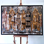 Schilderij- 100x150cm - Rick Triest - Amsterdam LUXURY style - grachten gevels in omber & Gold #23