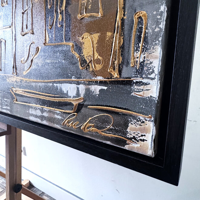 Painting- 100x150cm - Rick Triest - Amsterdam LUXURY style - grachten gevels in omber & Gold #23