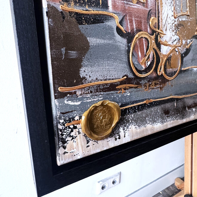 Painting- 100x150cm - Rick Triest - Amsterdam LUXURY style - grachten gevels in omber & Gold #23