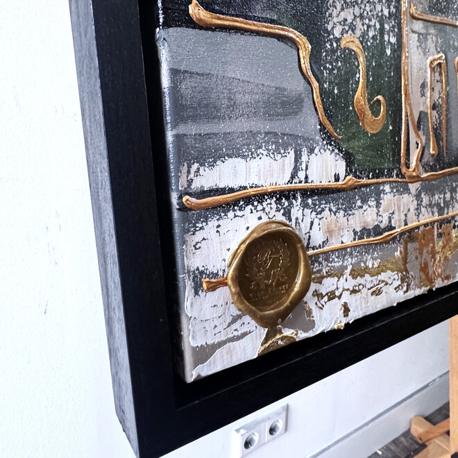 Painting- 100x150cm - Rick Triest - Amsterdam LUXURY style - grachten gevels in omber & Gold #21