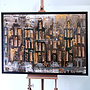 Painting- 100x150cm - Rick Triest - Amsterdam LUXURY style - grachten gevels in omber & Gold #18