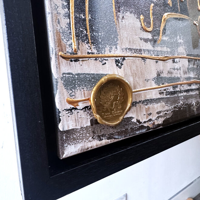 Painting- 100x150cm - Rick Triest - Amsterdam LUXURY style - grachten gevels in omber & Gold #18