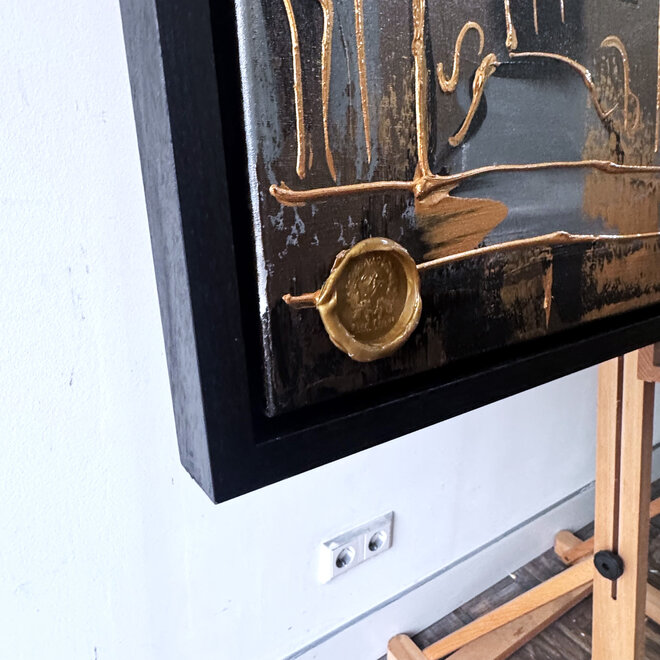 Schilderij- 100x150cm - Rick Triest - Amsterdam LUXURY style - grachten gevels in omber & Gold #17