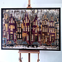 Painting- 100x150cm - Rick Triest - Amsterdam LUXURY style - grachten gevels in omber & Gold #16