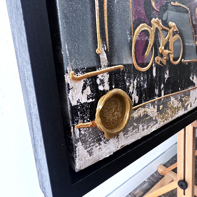 Schilderij- 100x150cm - Rick Triest - Amsterdam LUXURY style - grachten gevels in omber & Gold #16