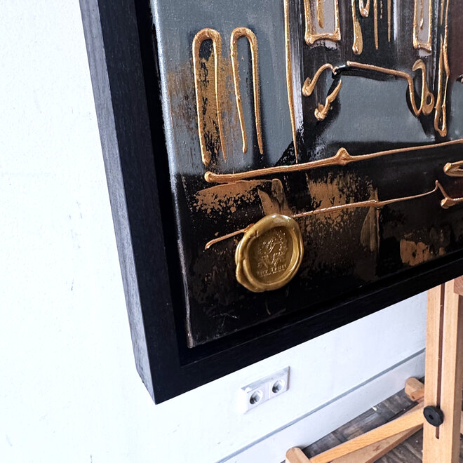 Painting- 100x150cm - Rick Triest - Amsterdam LUXURY style - grachten gevels in omber & Gold #15