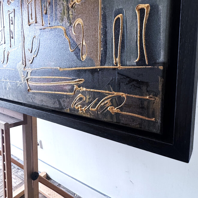 Painting- 100x150cm - Rick Triest - Amsterdam LUXURY style - grachten gevels in omber & Gold #14