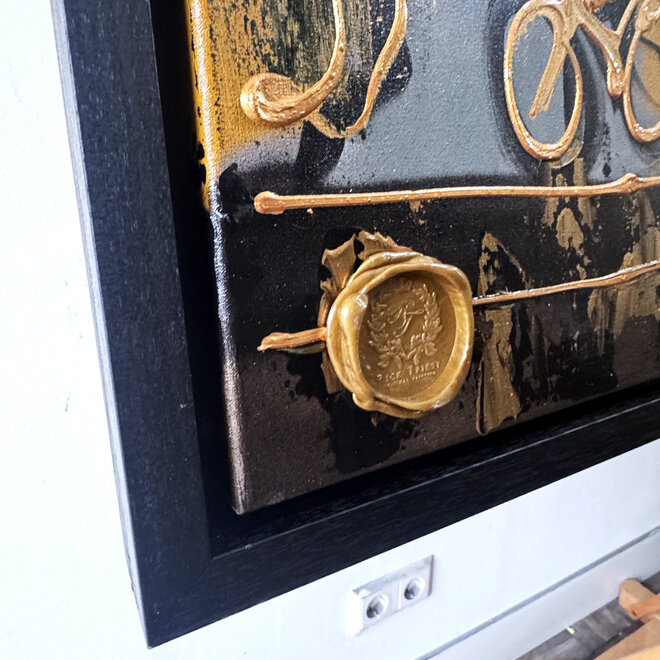 Schilderij- 100x150cm - Rick Triest - Amsterdam LUXURY style - grachten gevels in omber & Gold #14