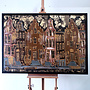 Schilderij- 100x150cm - Rick Triest - Amsterdam LUXURY style - grachten gevels in omber & Gold #12