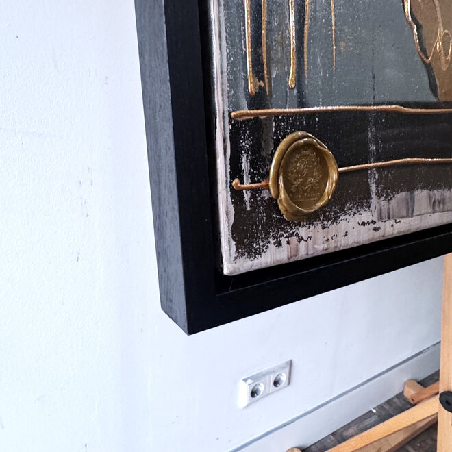 Painting- 100x150cm - Rick Triest - Amsterdam LUXURY style - grachten gevels in omber & Gold #11