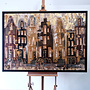 Schilderij- 100x150cm - Rick Triest - Amsterdam LUXURY style - grachten gevels in omber & Gold #27