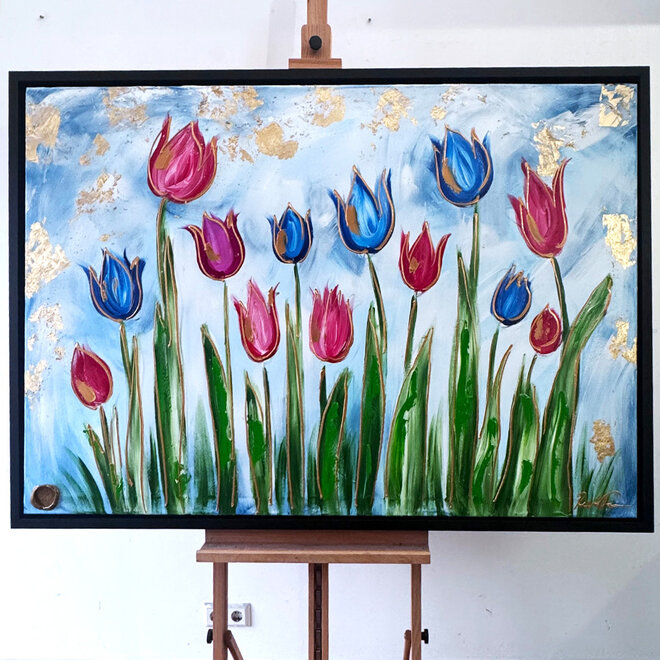 Schilderij - 100x150 cm - Rick Triest - Tulpenmanie - Hollandse tulpen #14