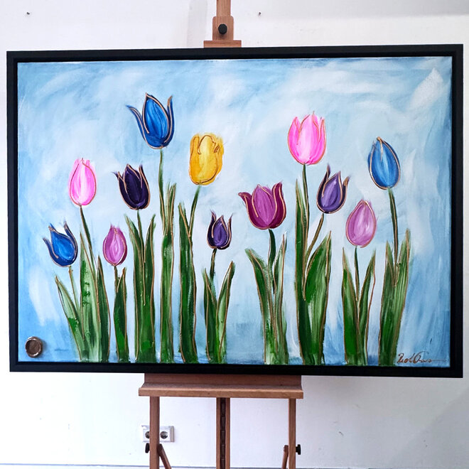 Schilderij - 100x150 cm - Rick Triest - Tulpenmanie - Hollandse tulpen #15